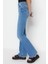 Stil Kadın Moda Denim Kot Pantolon Uzun Ispanyol Paça Mavi Yüksek Bel Jeans 2