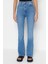 Stil Kadın Moda Denim Kot Pantolon Uzun Ispanyol Paça Mavi Yüksek Bel Jeans 4