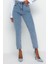 Stil Kadın Moda Denim Kot Pantolon Uzun Geniş Paça Indigo Yüksek Bel Mom Jeans 1