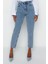 Stil Kadın Moda Denim Kot Pantolon Uzun Geniş Paça Indigo Yüksek Bel Mom Jeans 2