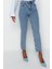 Stil Kadın Moda Denim Kot Pantolon Uzun Geniş Paça Indigo Yüksek Bel Mom Jeans 3