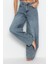Stil Kadın Moda Denim Kot Pantolon Regular Boru Paça Mavi Düşük Bel Skater Jeans 1