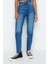 Stil Kadın Moda Denim Kot Pantolon Uzun Boru Paça Mavi Yüksek Bel Slim Mom Jeans 1