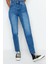 Stil Kadın Moda Denim Kot Pantolon Uzun Boru Paça Mavi Yüksek Bel Slim Mom Jeans 2