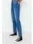 Stil Kadın Moda Denim Kot Pantolon Uzun Boru Paça Mavi Yüksek Bel Slim Mom Jeans 3