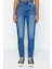Stil Kadın Moda Denim Kot Pantolon Uzun Boru Paça Mavi Yüksek Bel Slim Mom Jeans 5
