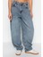 Stil Kadın Moda Denim Kot Pantolon Regular Boru Paça Mavi Düşük Bel Skater Jeans 4