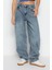 Stil Kadın Moda Denim Kot Pantolon Regular Boru Paça Mavi Düşük Bel Skater Jeans 5