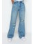 Stil Kadın Moda Denim Kot Pantolon Regular Geniş Paça Vintage Yırtık Detaylı Düşük Bel Jeans 3