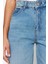 Stil Kadın Moda Denim Kot Pantolon Regular Geniş Paça Vintage Yırtık Detaylı Düşük Bel Jeans 5