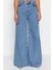Stil Kadın Moda Denim Kot Pantolon Uzun Geniş Paça Mavi Yüksek Bel Ekstra Palazzo Jeans 4