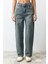 Stil Kadın Moda Denim Kot Pantolon Regular Geniş Paça Mavi Soluk Vintage Düşük Bel 5