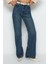 Stil Kadın Moda Denim Kot Pantolon Uzun Geniş Paça Mavi Yüksek Bel Jeans 1