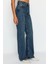 Stil Kadın Moda Denim Kot Pantolon Uzun Geniş Paça Mavi Yüksek Bel Jeans 2