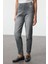 Stil Kadın Moda Denim Kot Pantolon Uzun Boru Paça Gri Yüksek Bel Comfort Mom Jeans 4
