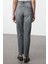 Stil Kadın Moda Denim Kot Pantolon Uzun Boru Paça Gri Yüksek Bel Comfort Mom Jeans 5