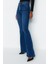 Stil Kadın Moda Denim Kot Pantolon Uzun Geniş Paça Mavi Önden Düğmeli Yüksek Bel Jeans 2