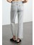 Stil Kadın Moda Denim Kot Pantolon Uzun Boru Paça Gri Yüksek Bel Straight Jeans 5