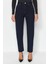 Stil Kadın Moda Denim Kot Pantolon Regular Geniş Paça Gece Mavisi Yüksek Bel Mom Jeans 4