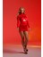 Kırmızı Saten Cut Out Detaylı Mini Elbise 4
