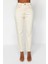 Kadın Moda Şık Kot Pantolon Boru Paça Uzun Boy Denim Ekru Yüksek Bel Slim Mom Jeans 5