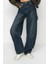 Stil Kadın Moda Denim Kot Pantolon Boru Paça Yıkama Efektli Bol Kesim Yüksek Bel Jeans 2