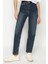 Stil Kadın Moda Denim Kot Pantolon Regular Boru Paça Mavi Yüksek Bel Slim Mom Jeans 2