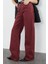 Kadın Moda Şık Kot Pantolon Geniş Paça Uzun Boy Denim Bordo Yüksek Bel Jeans 1