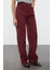 Kadın Moda Şık Kot Pantolon Geniş Paça Uzun Boy Denim Bordo Yüksek Bel Jeans 2