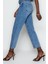 Kadın Moda Şık Kot Pantolon Boru Paça Regular Boy Denim Mavi Yüksek Bel Straight Jeans 4