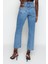 Kadın Moda Şık Kot Pantolon Boru Paça Regular Boy Denim Mavi Yüksek Bel Straight Jeans 5