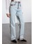 Kadın Moda Şık Kot Pantolon Geniş Paça Uzun Boy Denim Leopar Baskılı Yüksek Bel Jeans 2
