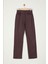 Kadın Moda Şık Kot Pantolon Geniş Paça Uzun Boy Denim Bordo Kaplamalı Yüksek Bel Straight Jeans 2
