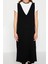 Moda Stil Regular V Yaka Maxi Boy Triko Jile Elbise 3
