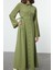Moda Stil Regular Gömlek Yaka Uzun Tesettür Beli Bağlamalı Dokuma Elbise 4