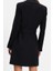 Moda Stil Regular Ceket Yaka Mini Boy Kemerli Dokuma Ceket Elbise 5