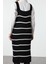 Moda Stil Regular V Yaka Maxi Boy Triko Jile Elbise 5