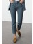 Stil Kadın Moda Denim Kot Pantolon Uzun Boru Paça Mavi Yüksek Bel Mom Jeans 1