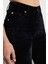 Stil Kadın Moda Denim Kot Pantolon Regular Boru Paça Süet Görünümlü Yüksek Bel Straight Jeans 5
