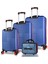 Puzzle Abs Kabin Orta Büyük ve Makyaj Boy Lacivert 4'lü Travel Valiz Seti 2
