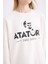 Oversize Geniş Kalıp Bisiklet Yaka Atatürk Baskılı Sweatshirt E5447AX24WN 5