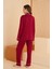Bordo Viskon Önden Düğmeli Pijama Takımı 4