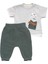 Erkek Bebek Gri Yeşil Müslin Pantolonlu Kaplan Baskılı 2'li Takım 1