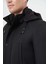 Siyah Kaşe Dik Yaka Astarlı Slim Fit Dar Kesim Klasik Kaban 1008245272 4