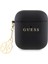 Airpods Uyumlu Kılıf Dokulu 4g Yuvarlak Süs Zincirli Saffiano Kılıf Siyah 1