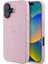 Apple iPhone 16 Uyumlu Kılıf Guess Orjinal Lisanslı Magsafe Şarj Özellikli Yazı Logolu Grained Kapak Pembe 1