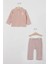 Lisanslı Pudra Kız Bebek Uzun Kol SweaT-shirt Takım 2