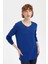 Kadın V Yaka Taşlı Kolye Desenli Ligra Bluz K.s.mavi 2