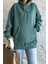 Kanguru Cepli Oversize Petrol Yeşili Sweatshirt 2