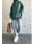 Kanguru Cepli Oversize Petrol Yeşili Sweatshirt 5